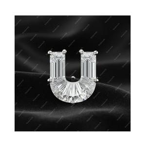 Regalos de Navidad, Pendientes de Plata de Ley 925 con Diamante Cultivado en Laboratorio Certificado por GIA IGI, Letra Inicial del Alfabeto U, Oro Fino, para Él y para Ella - Product Image 1