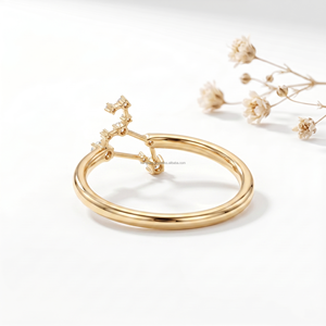 Anillo de Diamantes con Signo Zodiacal Leo, Joyería de Oro de Lujo, Símbolo de Energía y Poder, Regalo por Menos de 99$, Superventas - Product Image 1
