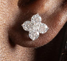 Men's Hip Hop Rose Gold Plated Stud Earrings with Flower Design and 925 Sterling <b>Silver</b> Unisex - Product Image 2