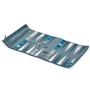 Ensemble de backgammon de luxe en cuir suédé, pliable et enroulable, tapis de jeu de voyage pour hôtels de luxe, vente en gros - Product Image 3