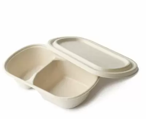 Bol carré en bagasse de canne à sucre 750 ml avec couvercle, écologique, jetable, 100 % biodégradable, compatible micro-ondes - Product Image 1