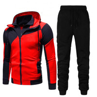 Ensemble de survêtement en molleton antibactérien noir et blanc pour homme, veste à capuche zippée et pantalon, tenue sportive d'automne, coupe classique, poches latérales