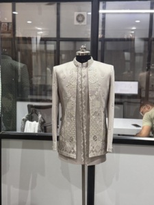 Luxury <b>Men's</b> Silver Embroidered Indo Western Sherwani Suit Designer Bandhgala Wedding Coat Royal Groom Sherwani Premium <b>Kurta</b> - Product Image 2