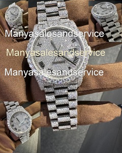 Reloj de Lujo para Hombre con Movimiento de Cuarzo Moissanite, Acero Inoxidable, Cristal Automático, Esfera Analógica, Estilo Hip-Hop y de Negocios - Product Image 1