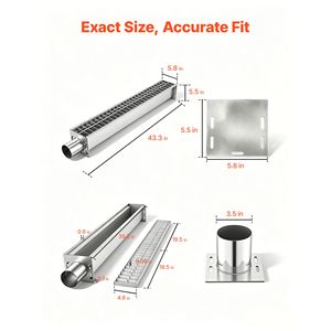 Caniveau de drainage linéaire 43,3 pouces en acier au carbone avec grille en acier inoxydable 304 pour balcon - Product Image 2