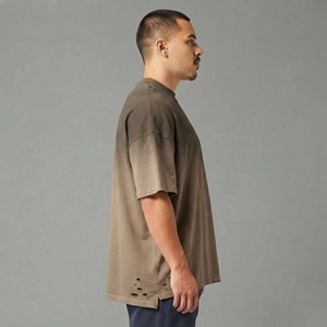 Camiseta de Manga Corta con Cuello Redondo y Estampado de Llamas para Hombre, de Algodón Jersey, Talla Grande, con Logotipo Personalizado, Estilo Urbano, Venta al Por Mayor OEM - Product Image 3