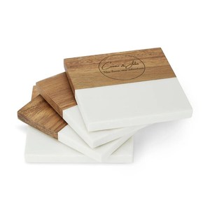 Ensemble de sous-verres en marbre et bois NEHA ENTERPRISES, porte-boissons luxueux fait main pour le bureau et la salle à manger - Product Image 5