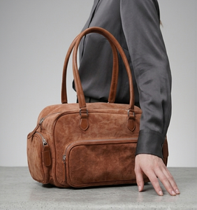 Sac Boston Classique en Daim Imperméable, Souple et Résistant, avec Fermeture Éclair et Panneau Lettres, Tendance, Grande Capacité, Sac à Main et Sac à Bandoulière pour Femme, Idéal pour le Travail - Product Image 3