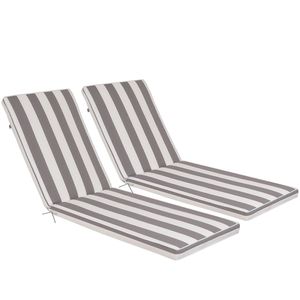 Set di 2 Cuscini per Sdraio da Esterno Grigio/Bianco, Cuscini di Ricambio per Mobili da Giardino, Eleganti Cuscini per Chaise Longue - Product Image 5