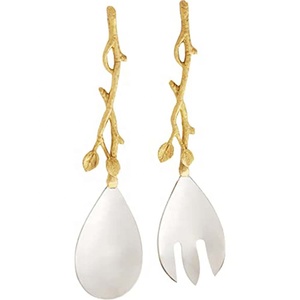 Poignée de brindille avec extrémité en laiton serveur de salade en métal serveur de gâteau de salade décoratif avec Branches poignée torsadée machine à coller - Product Image 1