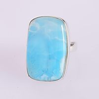 Cincin Perak Sterling 925 Asli Berhiaskan Batu Larimar Bentuk Persegi Panjang, Perhiasan Cantik Buatan Tangan, Hadiah Ulang Tahun Untuk Wanita