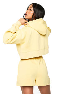 Custom Plus Size Casual Hooded <b>Zip</b>-Up Acid Wash Solid Cropped Fleece Lining Hoodie <b>Shorts</b> Set Eco-Friendly Women's Two-Piece - Product Image 2