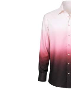 Camisa Formal para Hombre en Degradado Rosa y Negro, Algodón Premium, Manga Larga, Cierre de Botones, Estilo Casual Elegante, Fabricante OEM Personalizado, Suministro al por Mayor - Product Image 3