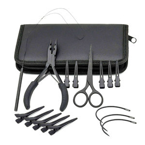 Professional Hair Extension Tools Kit with <b>Silicone</b> <b>Beads</b> in Black Brown and Beige Microlink Pliers Scissors Loop and Hook - Product Image 3