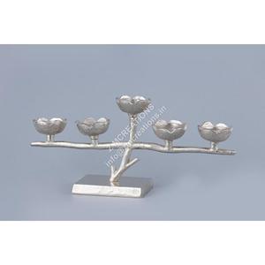 Porte-bougie à 5 bras de style moderne avec base, pour mariage et Noël, décoration d'intérieur, artisanat en métal fait main, résistant à la chaleur - Product Image 1