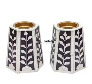 Porte-bougie en os incrusté fait main par des artisans, accessoire décoratif haut de gamme pour la maison par Tradebyd - Product Image 3