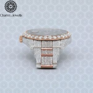 Montre de luxe pour homme Charm_Jewells en acier inoxydable, cadran 40 mm, lunette sertie de diamants, mouvement mécanique analogique, étanche 10 bars, automatique - Product Image 3
