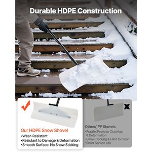 พลั่วตักหิมะพลาสติก HDPE กว้าง 24 นิ้ว ด้ามจับตามหลักสรีรศาสตร์ พลั่วสำหรับฤดูหนาวแบบแบ่งส่วน พลั่วตักหิมะกลางแจ้งแบบ H - Product Image 3