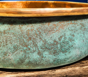 Lavabo de Cobre Oxidado Hecho a Mano, Lavabo de Baño con Pátina Verde Rústica, Lavabo de Cobre Artesanal, Lavabo Decorativo de Lujo Vintage - Product Image 6