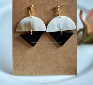 Sustainable Buffalo Horn Stud <b>Earrings</b> Minimalist Natural Design Trendy Women's Fashion Jewelry for Anniversary Occasion FWE - Product Image 5