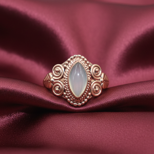 Natural Aqua Chalcedony Gemstone 925 Sterling <b>Silver</b> Rose & Yellow Handmade <b>Ring</b> Vintage Boho <b>Statement</b> Jewelry Gift For Women - Product Image 5