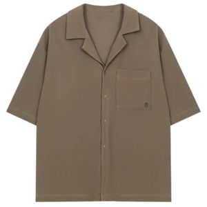 Camisa de hombre con botones, manga corta, estilo casual, corte holgado, para verano, color liso, suministro al por mayor OEM - Product Image 1