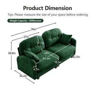 Elegante Divano a Due Posti in Tessuto Chenille Trapuntato, Divano Componibile Cloud con Schiuma ad Alta Densità, Design Ergonomico, Facile da Installare per Soggiorno - Product Image 4
