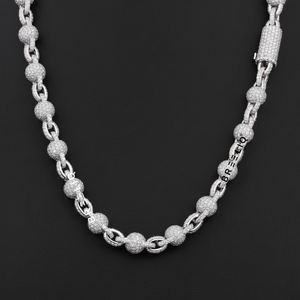 Trendy 925 Sterling Silver Moissanite Diamond 8 MM Link Chain Necklace with VVS Clarity Platinum and Gold Accent for Women <b>Men</b> - Product Image 2