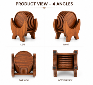 ชุดที่รองแก้วไม้ทรงกลม ดีไซน์มินิมอล ทนทาน ตกแต่งบ้าน สำหรับใช้ในครัวและในบ้าน - Product Image 5