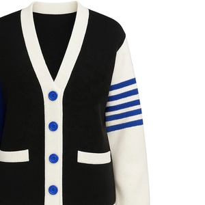 Suéter de Mujer de Algodón con Logotipo Jacquard Personalizado al por Mayor, Estilo Preppy de Alta Gama, Retro a Rayas - Product Image 3