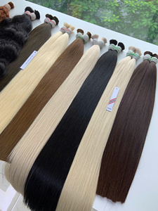 Venta al por mayor marrón a granel Virgen Super doble dibujado ondulado recto vietnamita pelo crudo blanco Chocolate Rubio gris Ombre Color oscuro - Product Image 5