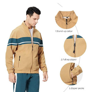Conjunto Deportivo para Hombre con Bloques de Color, Sudadera con Capucha y Cremallera de Manga Larga, Ligero, Informal, para Correr, Transpirable, de Poliéster y Algodón, para Invierno - Product Image 3
