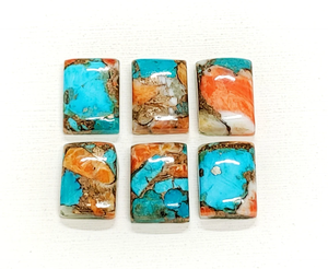 Cabochon en turquoise cuivrée de forme baguette, 14*10 mm, 100% PIERRE PRÉCIEUSE NATURELLE, pour la création de bijoux, au prix de gros. - Product Image 1