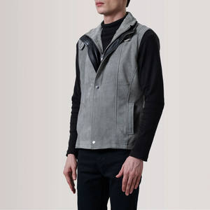 Gilet en cuir gris respirant, confortable et léger, nouveau design tendance, logo personnalisé, gilet en cuir pour homme - Product Image 4