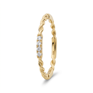 แหวนเพชรทรงกลมเจียระไนแบบมินิมอล ดีไซน์เกลียวเชือก ทองคำแท้ 10K 14K สามารถสวมซ้อนกันได้ เหมาะสำหรับเป็นแหวนหมั้นหรือแหวนแต่งงาน - Product Image 4