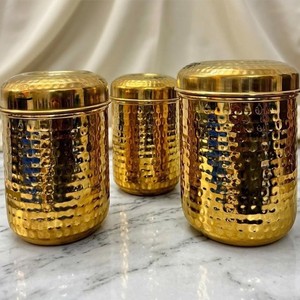 Elegant Hammered Copper Kitchen Storage <b>Jars</b> Set with Lid, Airtight Food Containers for Coffee Tea Sugar, Premium Copperware - Product Image 6