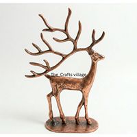 Grande Sculpture Festive de Renne en Métal Doré, Décoration de Noël Style Nordique, Figurine de Cerf Moderne, Ornement de Table – Direct Usine