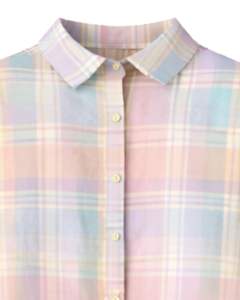 Robe chemise à carreaux pastel pour femme, manches longues, boutonnée, mi-longue, décontractée, coupe ample, en coton tissé avec poches, multicolore, pour le printemps - Product Image 3