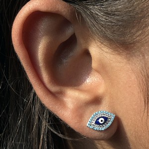925 Sterling <b>Silver</b> Evil Eye <b>Stud</b> <b>Earrings</b> for Girls Handmade Wholesale Fashion Jewelry Intricate Square 925 <b>Earrings</b> - Product Image 3