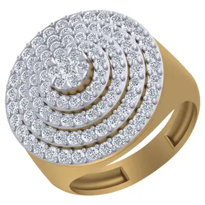 14K Yellow Gold Natural Diamonds Statement Hiphop Ring for Men's Available for Gift Purpose