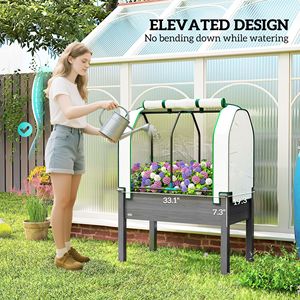 Dark Gray 35 X 22 X 47 Inch Raised Garden Bed PE Greenhouse Cover Outdoor Planter Box for Herbs Vegetables Featuring <b>Peat</b> - Product Image 6