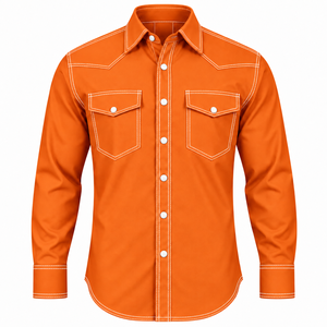Wholesale Men FR <b>Shirt</b> <b>Flame</b> Resistant Welding Workwear Western Pearl Snap Solid Color Custom Industrial Safety Cotton Quick Dry - Product Image 1