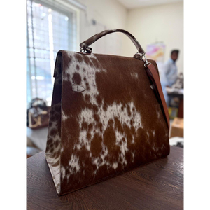 Sac à main de luxe en cuir de vachette pleine fleur avec rabat, décorations chaînes, classique, décontracté, grande capacité, deux sangles ouvertes - Product Image 3