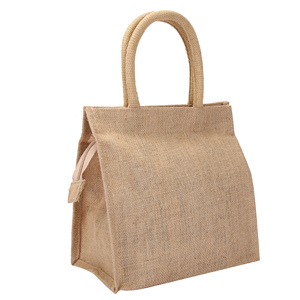 Sac fourre-tout en jute rayé écologique très demandé, avec fermeture éclair, poignées en corde, taille personnalisable, réutilisable, en toile de jute naturelle du Bengale occidental - Product Image 2