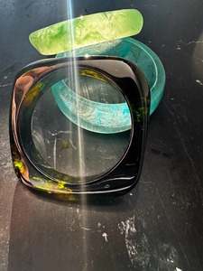 Trendy Colorful Resin <b>Bangles</b> Chunky Cuff <b>Love</b> Model Eco-Friendly Handmade Customized Color Wedding Gift Jewelry - Product Image 3