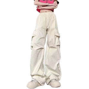 High Quality <b>100</b>% Poly Loose Fit Y2K Parachute Techwear Streetwear Multi-Pocket Baggy Wide Leg Tactical Casual Waterproof Cargo - Product Image 4