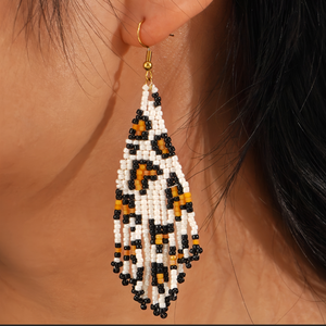 Pendientes de Cuentas con Borlas Miyuki, Diseño Bohemio con Estampado de Leopardo, Joyería Artesanal para Mujer, Ideal para Regalo - Product Image 6