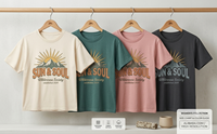T-shirt d'été respirant personnalisé avec impression par transfert thermique Sun Soul Wilderness Society, unisexe, 100% coton, col rond, manches courtes