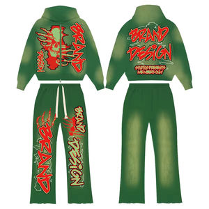 Survêtement surdimensionné personnalisé en deux pièces pour hommes et femmes, imprimé numérique, streetwear, sweat à capuche et jogging longs - Product Image 5