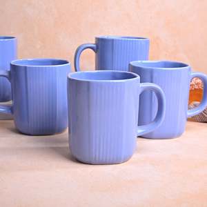 Juego de 6 Tazas de Café de Cerámica Esmaltada Azul Océano, 400ml/600ml, Estilo Nórdico, Diseño de Taza Personalizado - Product Image 4
